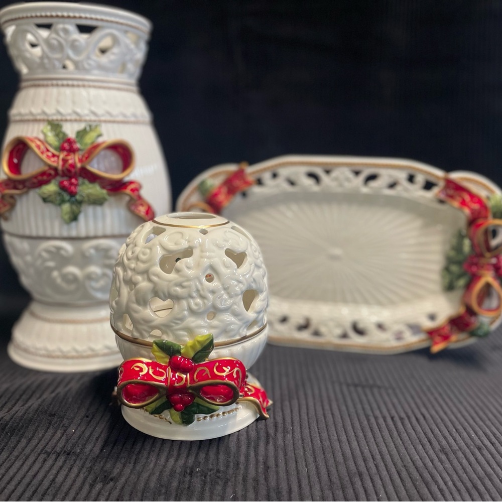 Dillard Christmas White Ceramic Holiday Decor Set